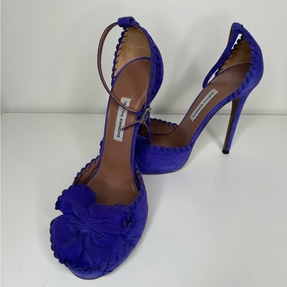 Tabitha Simmons Suede Whipstitch Trim D'Orsay Pumps Sz 38 - Picture 1 of 6